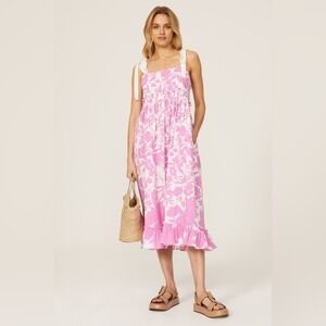 Peter Som Floral Midi Dress Pink & White